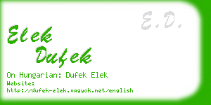 elek dufek business card